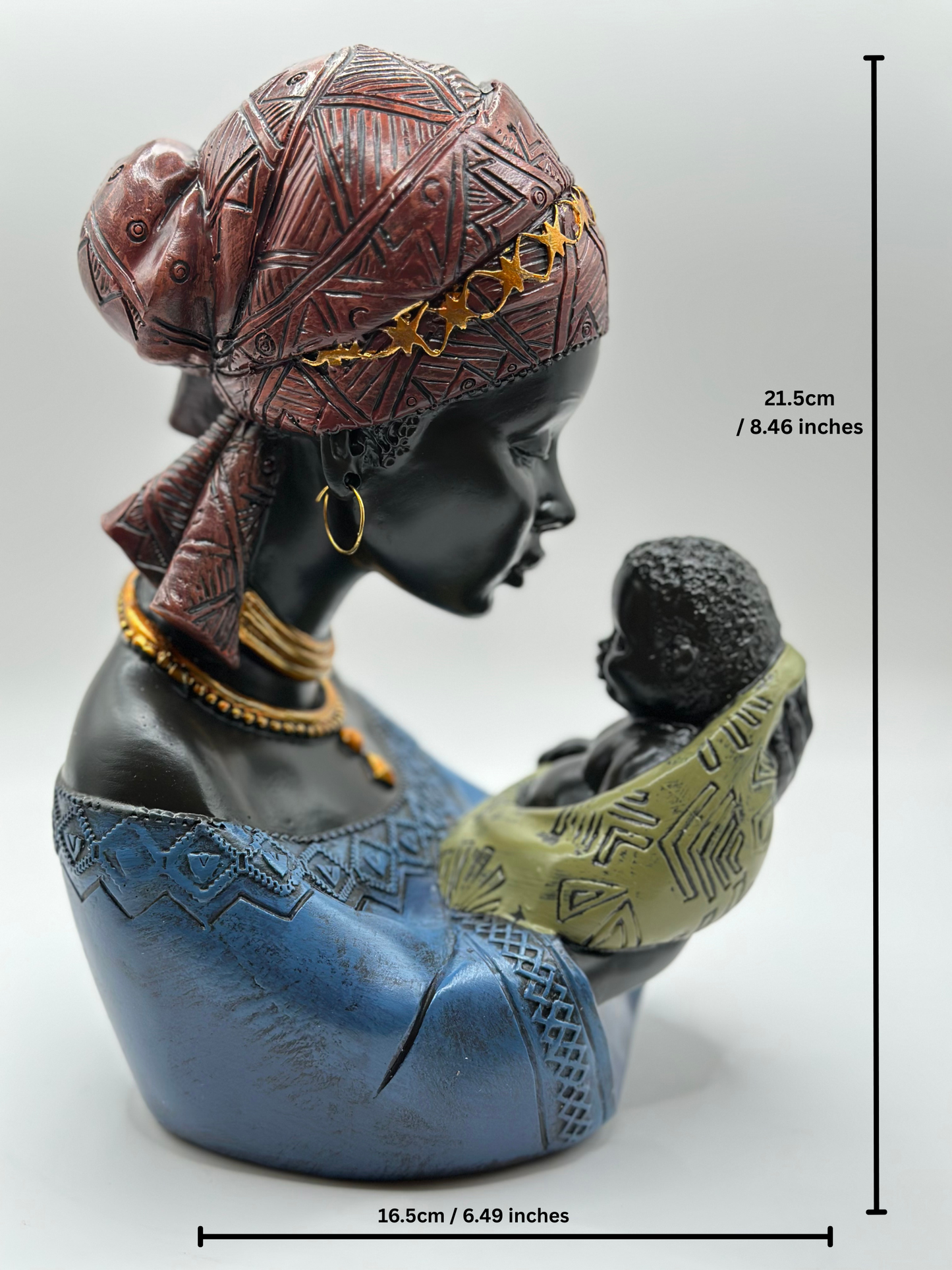 African Mother & Children Figurine – 22 cm Hand-Painted Resin Sculpture for Cultural Home Décor & Mother’s Day Gift | Nestora Arts