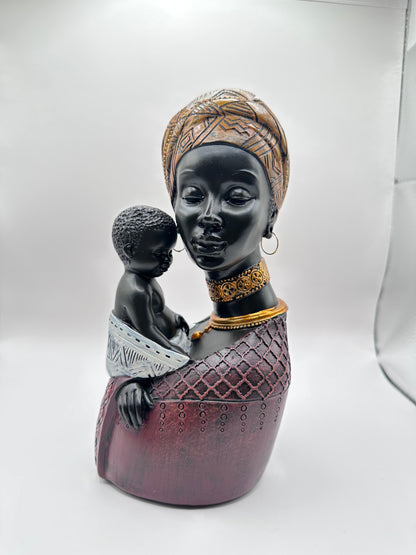 African Mother & Children Figurine – 22 cm Hand-Painted Resin Sculpture for Cultural Home Décor & Mother’s Day Gift | Nestora Arts