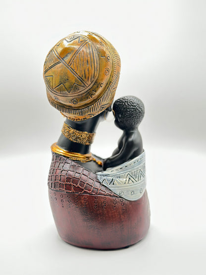African Mother & Children Figurine – 22 cm Hand-Painted Resin Sculpture for Cultural Home Décor & Mother’s Day Gift | Nestora Arts