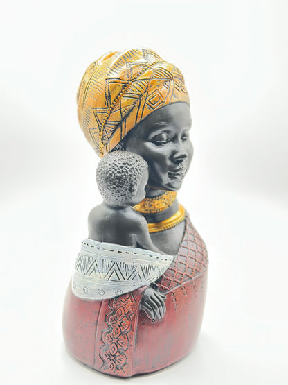 African Mother & Children Figurine – 22 cm Hand-Painted Resin Sculpture for Cultural Home Décor & Mother’s Day Gift | Nestora Arts