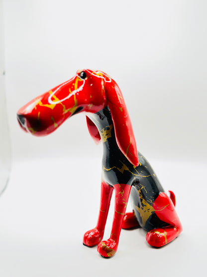 Abstract Dachshund Dog Statue – 22 cm Modern Resin Sculpture with Golden Texture for Home & Office Décor | Nestora Arts