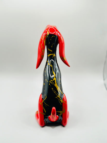 Abstract Dachshund Dog Statue – 22 cm Modern Resin Sculpture with Golden Texture for Home & Office Décor | Nestora Arts