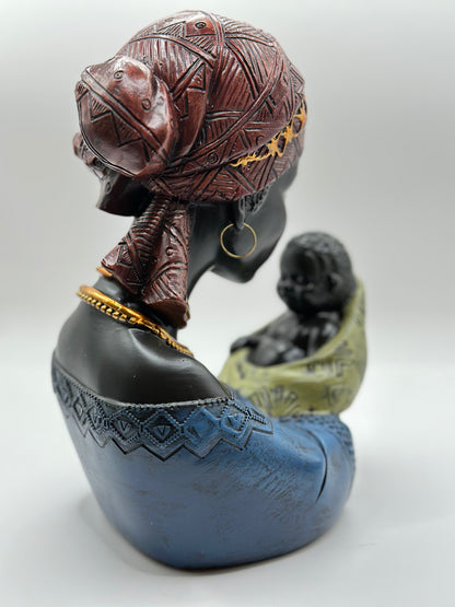 African Mother & Children Figurine – 22 cm Hand-Painted Resin Sculpture for Cultural Home Décor & Mother’s Day Gift | Nestora Arts