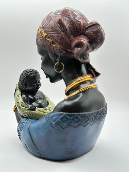African Mother & Children Figurine – 22 cm Hand-Painted Resin Sculpture for Cultural Home Décor & Mother’s Day Gift | Nestora Arts