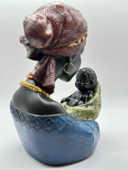African Mother & Children Figurine – 22 cm Hand-Painted Resin Sculpture for Cultural Home Décor & Mother’s Day Gift | Nestora Arts
