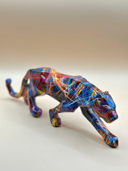 Geometric Leopard Statue – 24.5 cm Modern Resin Animal Ornament for Home & Office Décor | Nestora Arts