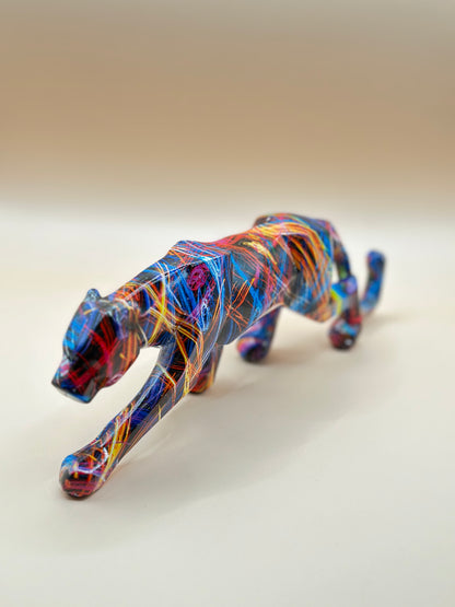 Geometric Leopard Statue – 24.5 cm Modern Resin Animal Ornament for Home & Office Décor | Nestora Arts