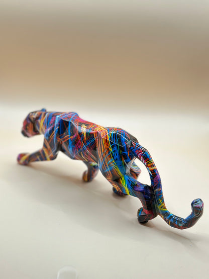 Geometric Leopard Statue – 24.5 cm Modern Resin Animal Ornament for Home & Office Décor | Nestora Arts