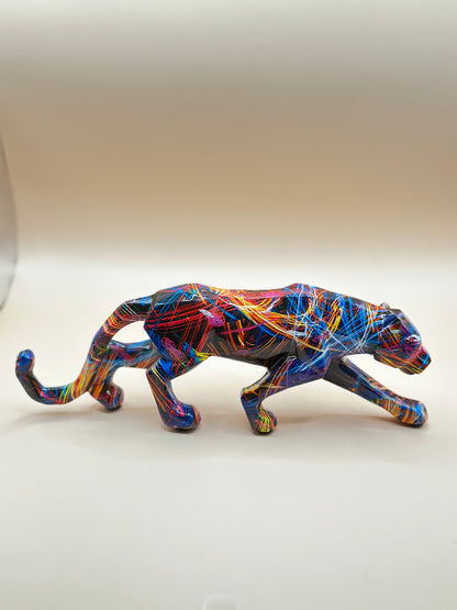 Geometric Leopard Statue – 24.5 cm Modern Resin Animal Ornament for Home & Office Décor | Nestora Arts