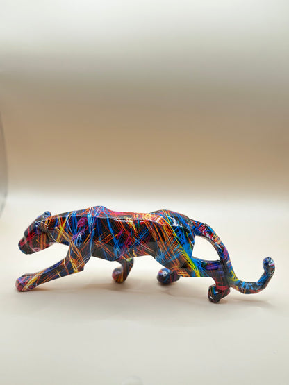 Geometric Leopard Statue – 24.5 cm Modern Resin Animal Ornament for Home & Office Décor | Nestora Arts