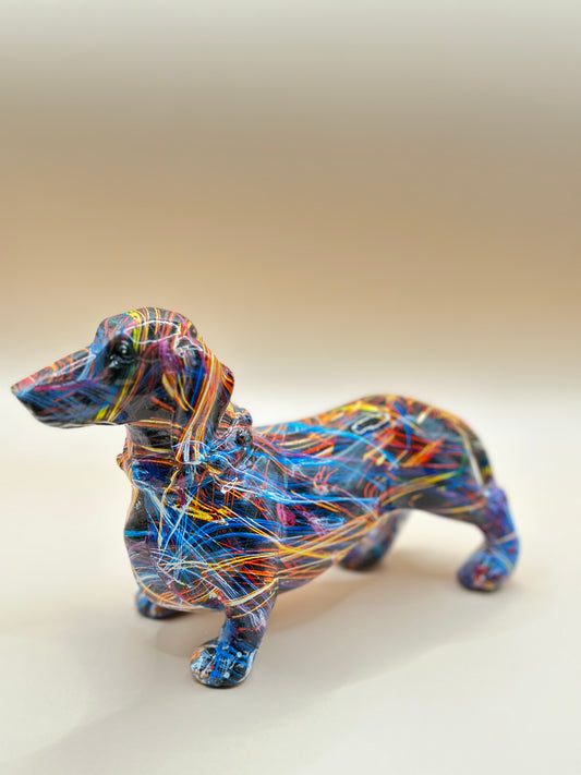 Modern Rainbow Resin Dachshund Figurine – 20 cm Colorful Dog Sculpture for Home Décor & Unique Gifts | Nestora Arts