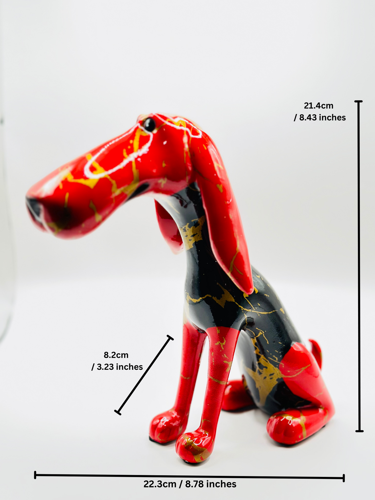 Abstract Dachshund Dog Statue – 22 cm Modern Resin Sculpture with Golden Texture for Home & Office Décor | Nestora Arts